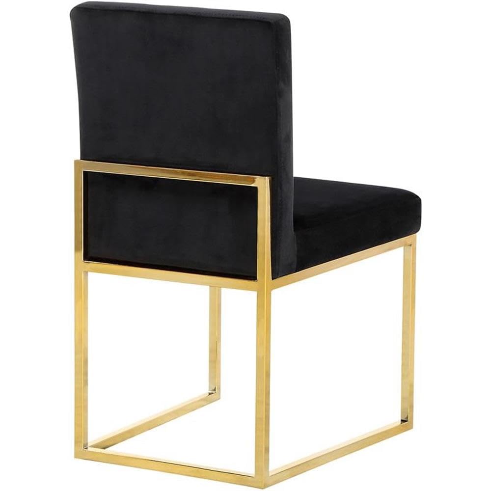 Meridian Furniture Giselle Collection Modern | Contemporary Velvet Upholstered Dining Chair with Durable Metal Base, Set of 2, 18" W x 22" D x 32" H, Black