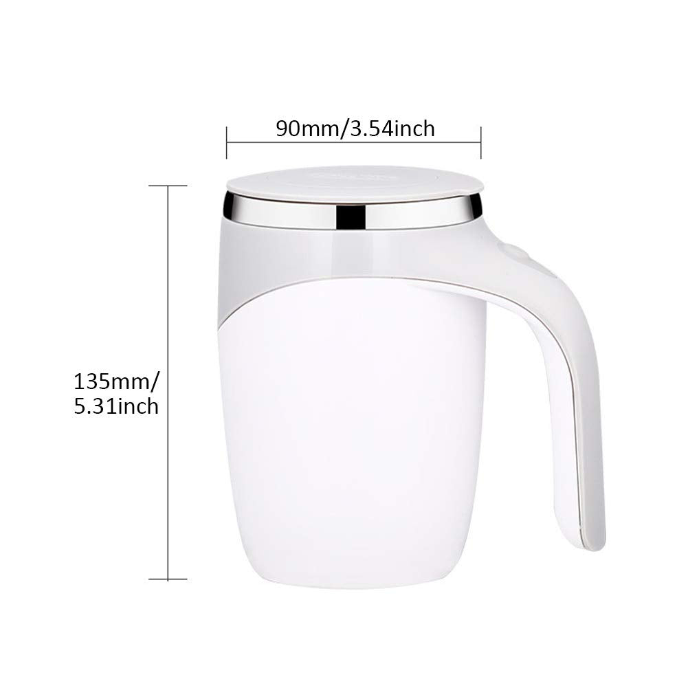 XIHUADOU Self Stirring Mug, Mixing Coffee Mug Automatic Magnetic Stirring Coffee Cup Stainless Steel Cup Hot Drink Stirrer for Hot Cocoa,Chocolate,Mocha,Matcha,Milo(COLOR:White)