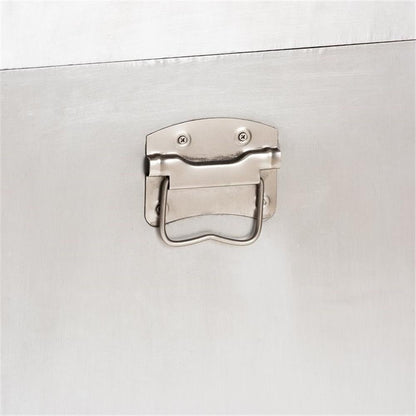 BOWERY HILL 3-Drawer Mid-Century Metal Accent Storage Chest, Silver Finish, Wood and Metal Construction, Vintage-Inspired Rivet Details, Lift-Top Compartment, Bedroom, Living Room, or Entryway Use