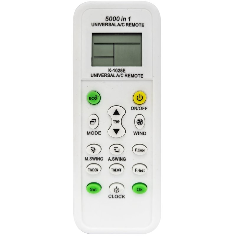 Universal AC Remote Control, 5000-in-1 Multi-Brand Compatible, K-1028E Model, LCD Display