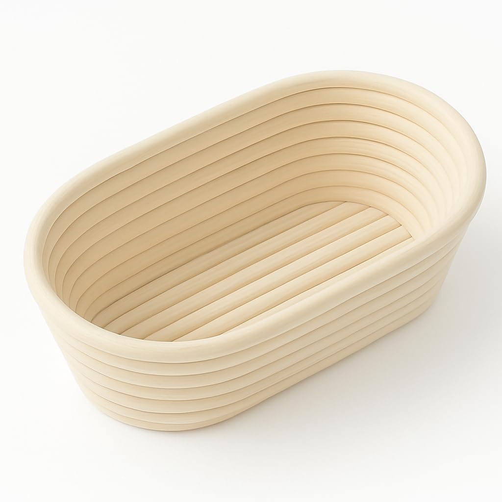 Saint Germain Bakery Oval Banneton Proofing Basket and Bread Lame Set – 10 Inch Rattan Basket with Liner, Razor Blades & Leather Cover – Sourdough Bread Baking Kit Gift for Artisan Bakers