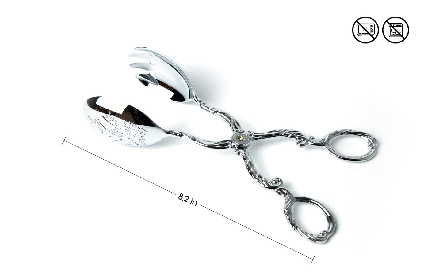 Rigeli Regent Stainless Steel Salad Tong, Cooking Tongs Bread Tongs, Multifunctional Scissors Serving Tong for Vegetables, Salads, Meat, Desserts, Appetizers, Steaks, Etc. (Silver)