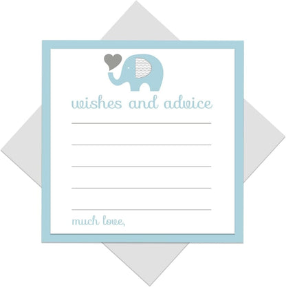 Blue Elephant Advice Cards - 25 Pack, Fun Baby Shower Game & Unique Guest Book Alternative