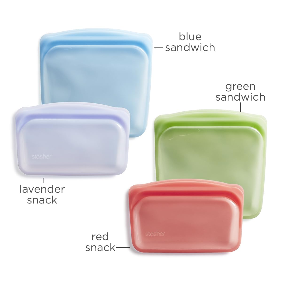 Stasher Premium Silicone Reusable Food Storage Bags, 2-Pack, Clear, Multi-Use Food Storage Bags, Lunch Bag, Travel Containers, BPA Free, Leak-free, Dishwasher-Safe, Eco-friendly
