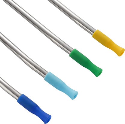 Long Stainless Steel Ice Tea Spoons, Bar Spoons with Straw for Mixing, Stirring, and Drinking