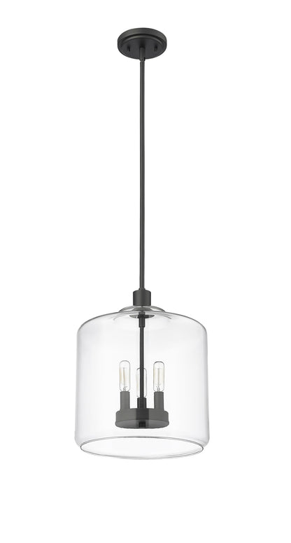 ML Lighting | Asheville Collection | 46933-MB | Metal 3-Light Pendant in Matte Black with Clear Glass Shade | Adjustable 3-Section Stem Design | Modern Design with an Heirloom Quality
