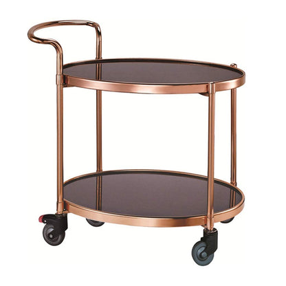 UPGENT 2 Tier Bar Serving Cart Table Kitchen Wine Storage Cart, Serving Trolley with Lockable Wheels for Home,Golden (Silver) (Gold) (Gold)