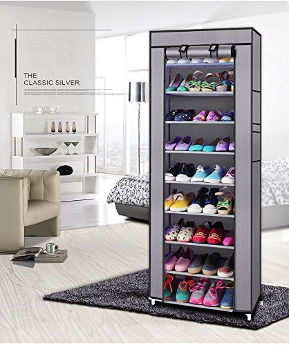 Generic 9 (22.83 11.4 63) 9 Tiers Shoe Rack Organizer, Free Standing Shoe Cabinet Storage Shelf Holder with Non-Woven