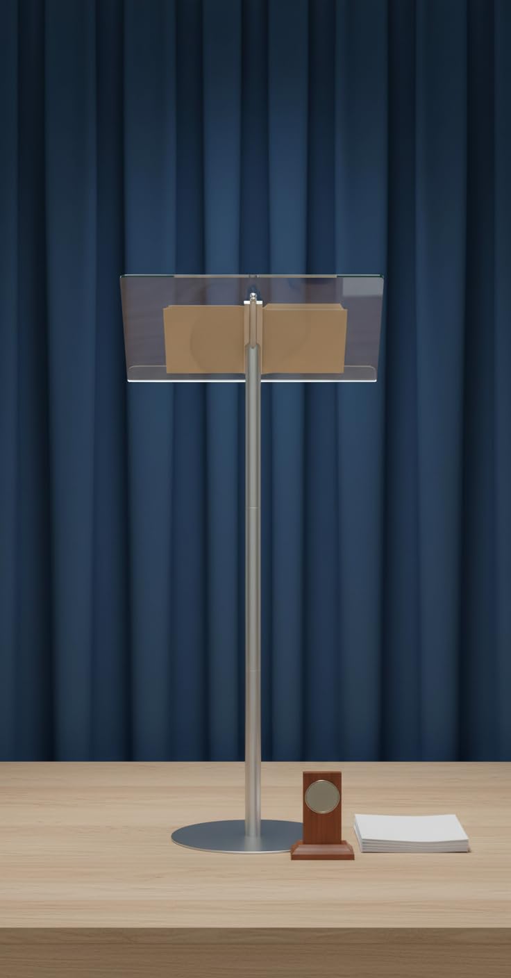 Deflecto Lectern Without Ring Binder Floor Stand – Silver/Clear - Acrylic Sign Holder - Base Stand for Speech - Music Stands