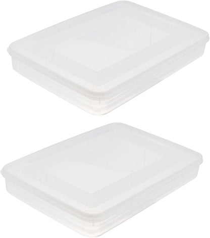 HOMSFOU 2pcs Large Dumpling Box Containers for Fridge, Stackable Food Storage Bins, Refrigerator Box Kitchen Supply