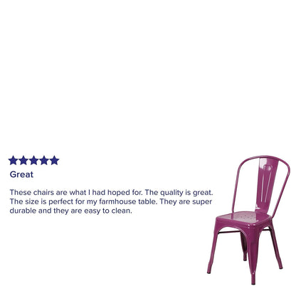 Flash Furniture Blake Commercial Grade 4 Pack Purple Metal Indoor-Outdoor Stackable Chair