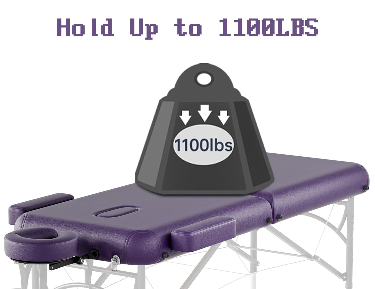 DOVANS Professional Massage Table Portable 2 Fold Premium Memory Foam Aluminium Leg Hold Up to 1100LBS 8 Heights Adjustable with Carrying Bag Violet