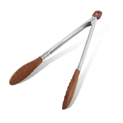 Wooden Tongs for Cooking, Multi-Purpose for Tossing Salads, Grilling, Flipping Food & Serving Bread - Strong Grip Walnut Wood Tips, Heat Resistant & Non-Deforming (12inch)