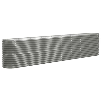 Foknhdi Oval Grey Powder-Coated Steel Raised Garden Bed 130.7 x 130.7 x 26.8 in Large Outdoor Planter Box for Vegetables, Flowers & Herbs on Patio, Balcony or Yard Large Flower Pot