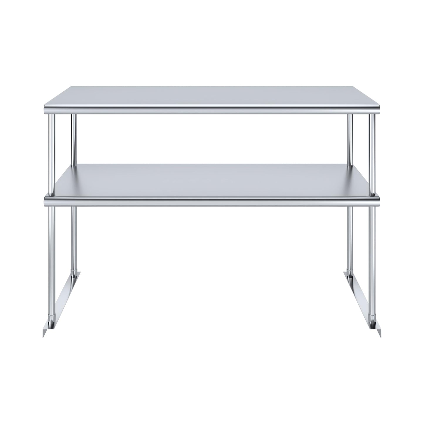 AmGood 48 Inch Double Tier Overshelf, 48 in. x 18 in. x 32 in. Stainless Steel Table Mount Shelf, 2 Tier Over Shelf for Prep Tables, Commercial Kitchen Storage Rack, Restaurant Equipment, NSF