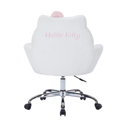 Impressions Vanity Hello Kitty Cozy Swivel Vanity Chair for Makeup Desk, Hello Kitty Figural Details Rolling Chair with Wheels, Adjustable Height, 360 Degree Swing, Comfy Foam Padded Seat and Backrest