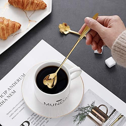 Heart Shaped Couple Long Cafe Cheese Spoon, 7 Inches Stainless Steel (1 Pair)