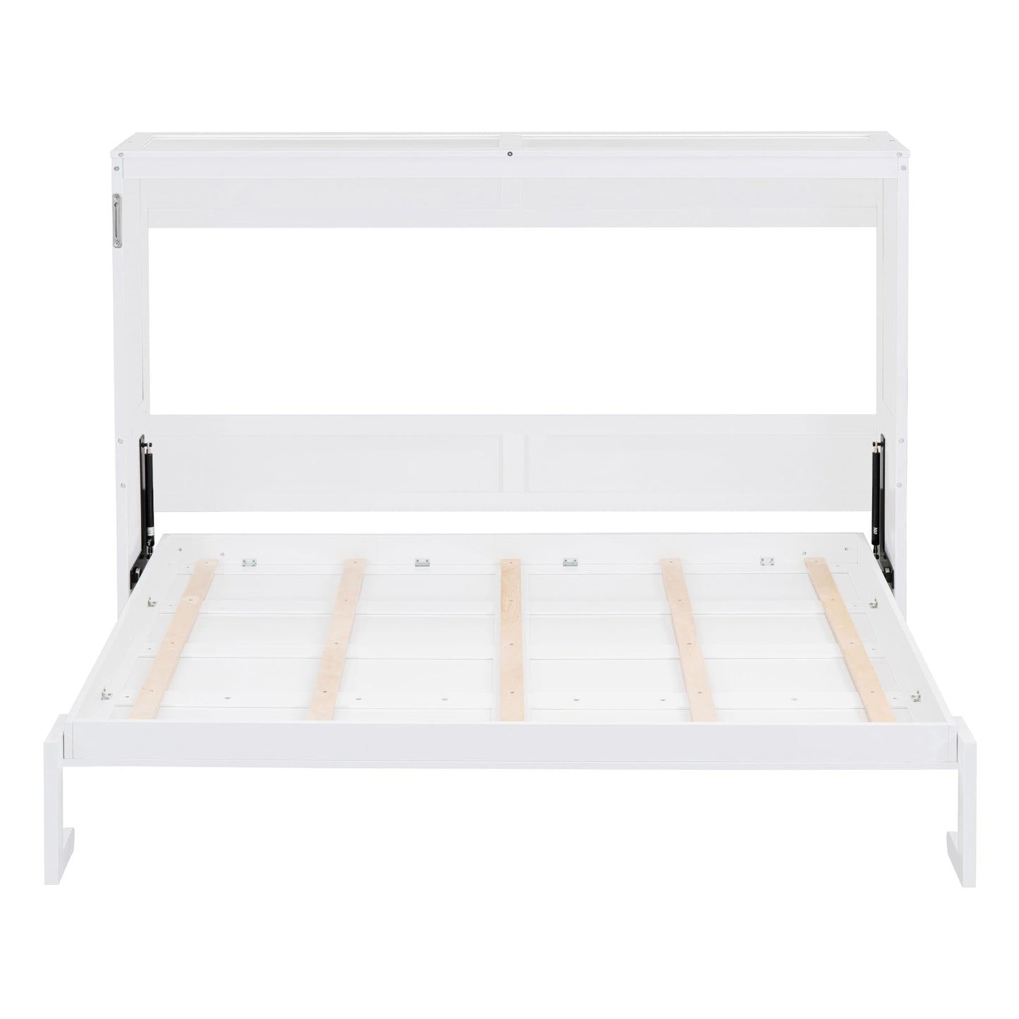 Merax Modern Farmhouse Solid Wood Murphy Bed Chest/Space Saving/Wood Slat Support/Queen,White