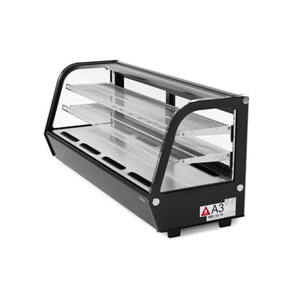 Pemberly Row 8 Cu. Ft. Countertop Bakery Display Refrigerator, Black Finish, Glass Front, 2 Sliding Glass Doors, LED Lighting, 2 Shelves, Digital Temperature Control, Commercial Use for Pastries and