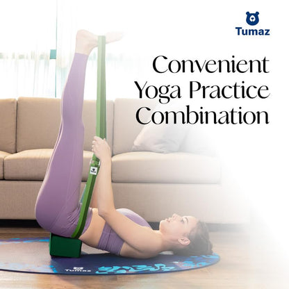 Tumaz Non-Slip Yoga Blocks 2-Pack - High Density/Lightweight EVA Foam & Natural Cork for Stability, Premium Set with E-Book Included