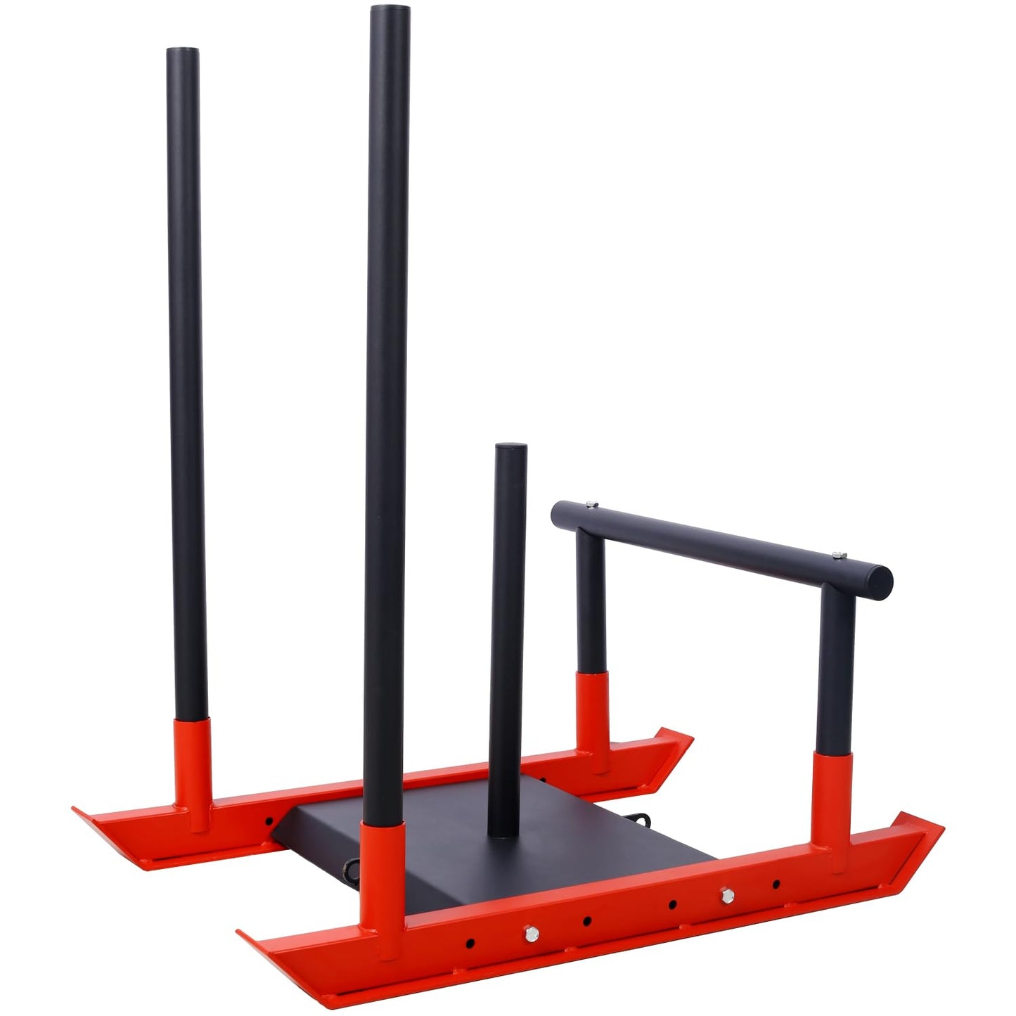Heavy-Duty Weight Sled - Black+Red Steel Fitness Training Equipment for Strength & Speed