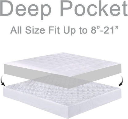 Mattress Topper Full for Back Pain, Extra Thick Mattress Pad Cover, Plush Pillow Top, Deep Elastic Pocket, White, 54"X75"+20"