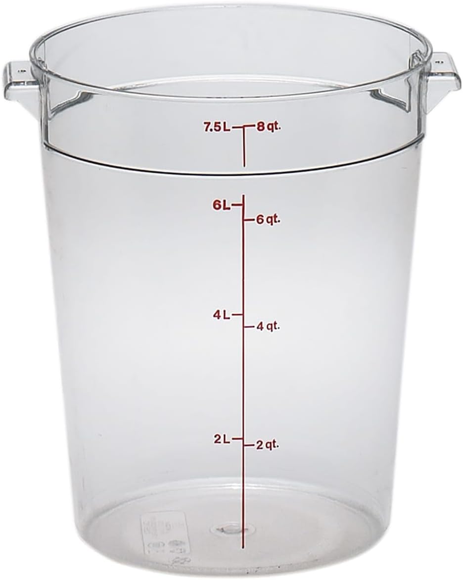 Cambro RFSCW8135 Clear Polycarbonate Round Food Storage Container, 8 Quart, Cover Sold Separately