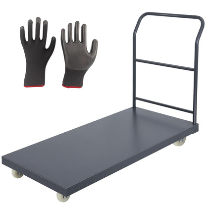 Heavy Duty Flatbed Cart 60"x30" Platform Truck with 4 Swivel Wheels, 2000 lbs Capacity Steel Hand Truck, Industrial Utility Push Cart for Warehouse Garage and Moving