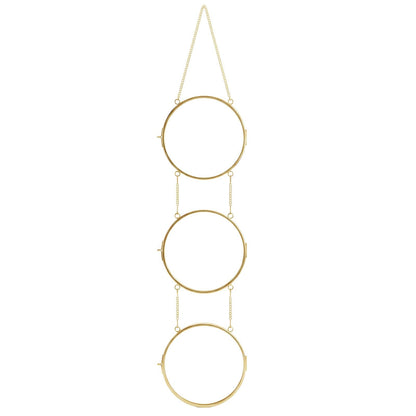 FOCHIER F Pressed Flower Frames with Tweezers,Wall Hanging Double Glass Frames with Metal Chain for Pressed Dried Flowers,Gold Picture Frame with Plants Golden Tabletop Décor, Horizontal and Vertical