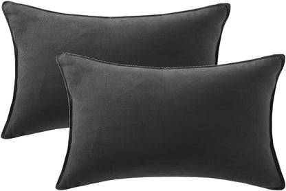 Fancy Homi 2 Packs 14x24 Inch 35x60 cm Black Long Lumbar Decorative Throw Pillow Covers for Living Room Couch Bed Sofa