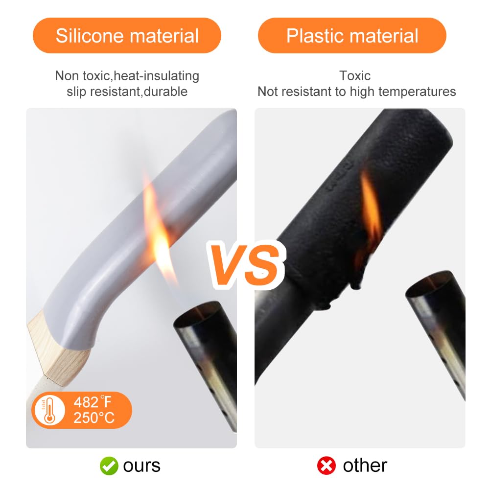 3PCS Pot Handle Heat Insulation Silicon Cover, zxbaers Cast Iron Handle Cover Silicone, Cover Sleeve Pot Silicone Anti-Scald Handle, Grizzly