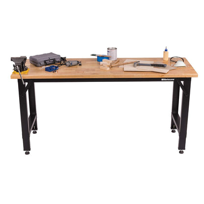 Montezuma 6' Adjustable Height Steel and Solid Wood Workbench Station