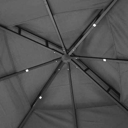 Anthracite Steel Outdoor Gazebo, Large 118x118 Inch Polyester Fabric Canopy, Powder-Coated Frame for Patio, Garden, Events Outdoor Structures
