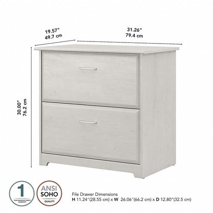 UrbanPro 2 Drawer Lateral File Cabinet, Linen White Oak Finish, Engineered Wood, 32W x 20D x 30H, Full-Extension Ball Bearing Slides, Accepts Letter Legal A4 Files, Traditional Home Office Filing