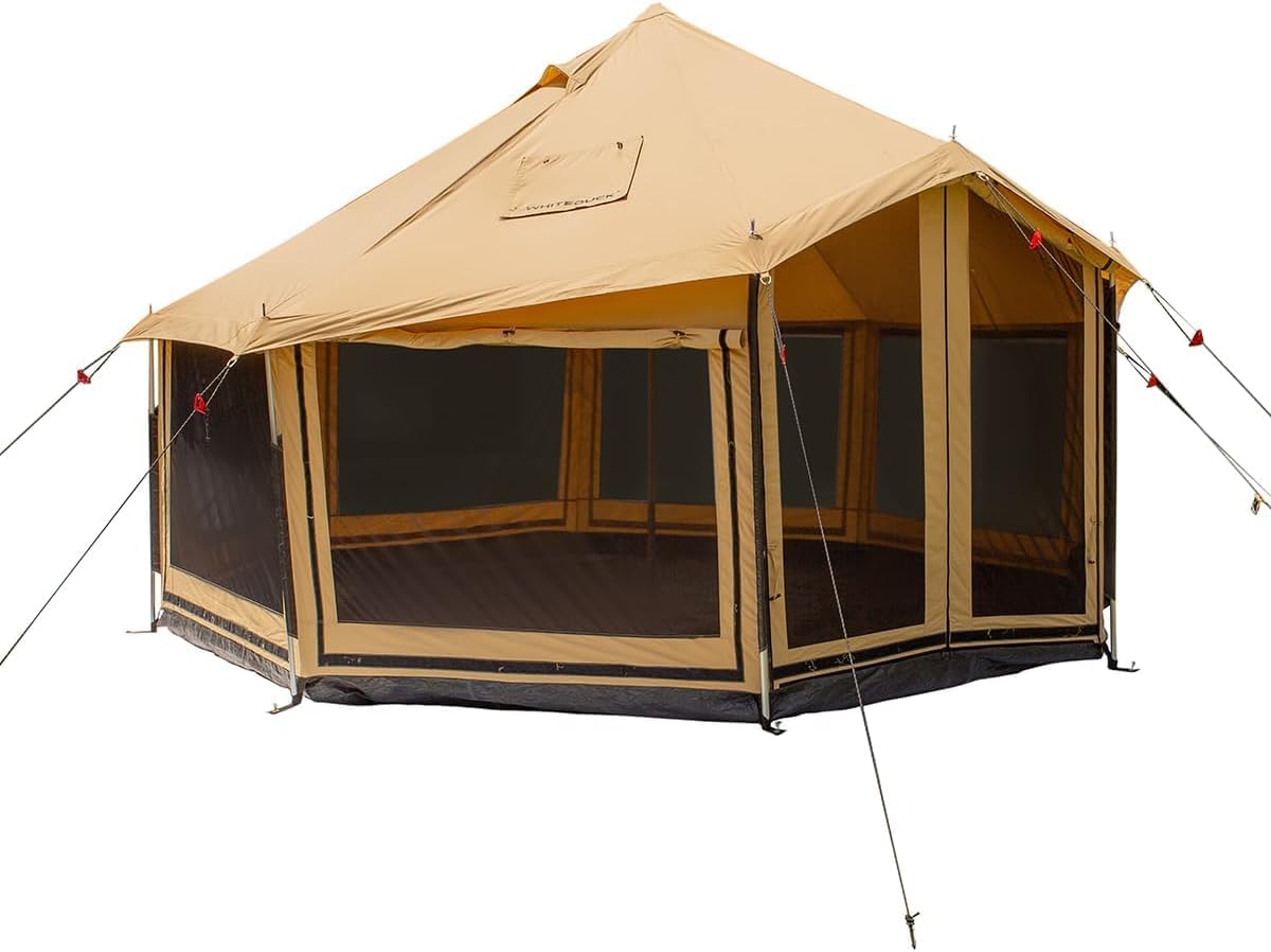 WHITEDUCK Altimus Canvas Tent with Stove Jack, Waterproof, 4 Season Luxury Camping and Glamping Tent Outdoor (Sandstone Beige, Water Repellent, 14')