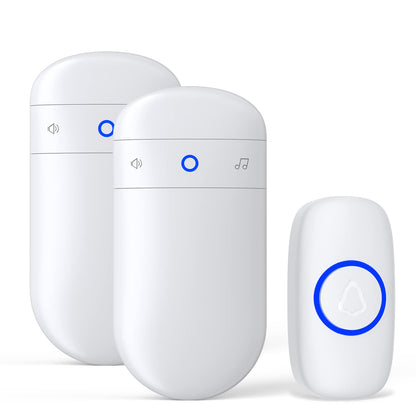 Wireless Doorbell, SECRUI Door bell Over 1000ft Coverage with 2 Plug-In Receivers, 1 Waterproof Push button, 52 Chimes, 110dB loud Sound Colorful LED Flash