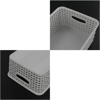6-Pack Plastic Storage Organizer Basket, Slightly Gray, 10.04"L x 7.48"W x 3.95"H