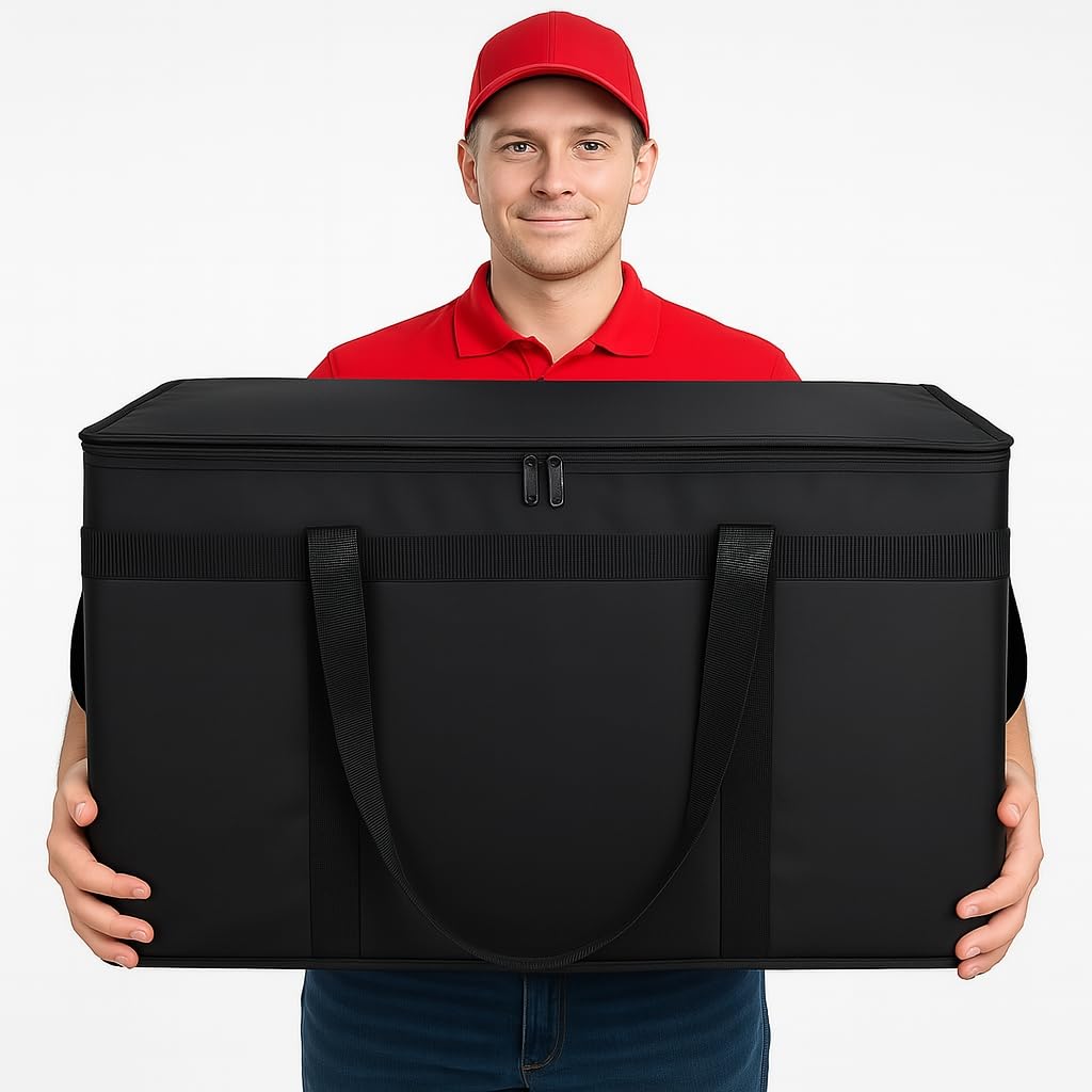 Bodaon 10-Pack Insulated Food Delivery Bag, XXXL Catering/Pizza Cooler Bags, Rideshare Delivery Bag, Thermal Cold/Hot Styrofoam Carrier for Travel/Shopping/Car, Warmer/Frozen