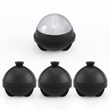 Samuelworld Large Ice Ball Maker with Lid, 4 x 2.5 Inch Round Silicone Ice Ball Mold, BPA Free, Easy To Fill Round Silicone Ice Tray, Craft Ice Maker for Whiskey, Cocktails, Gifting - Black