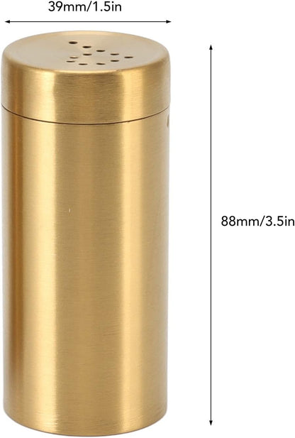 DEWIN 2Pcs Gold Spice Jar, Stainless Steel Rustproof Screw Open Top Seasoning Shaker for Salt, Sugar, Pepper