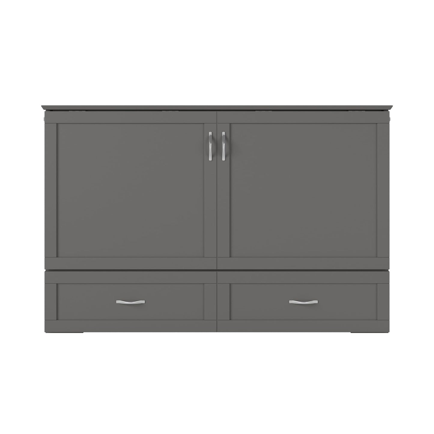 AFI Hamilton Queen Murphy Bed Chest with Mattress, Storage, and Built-in Charger in Grey