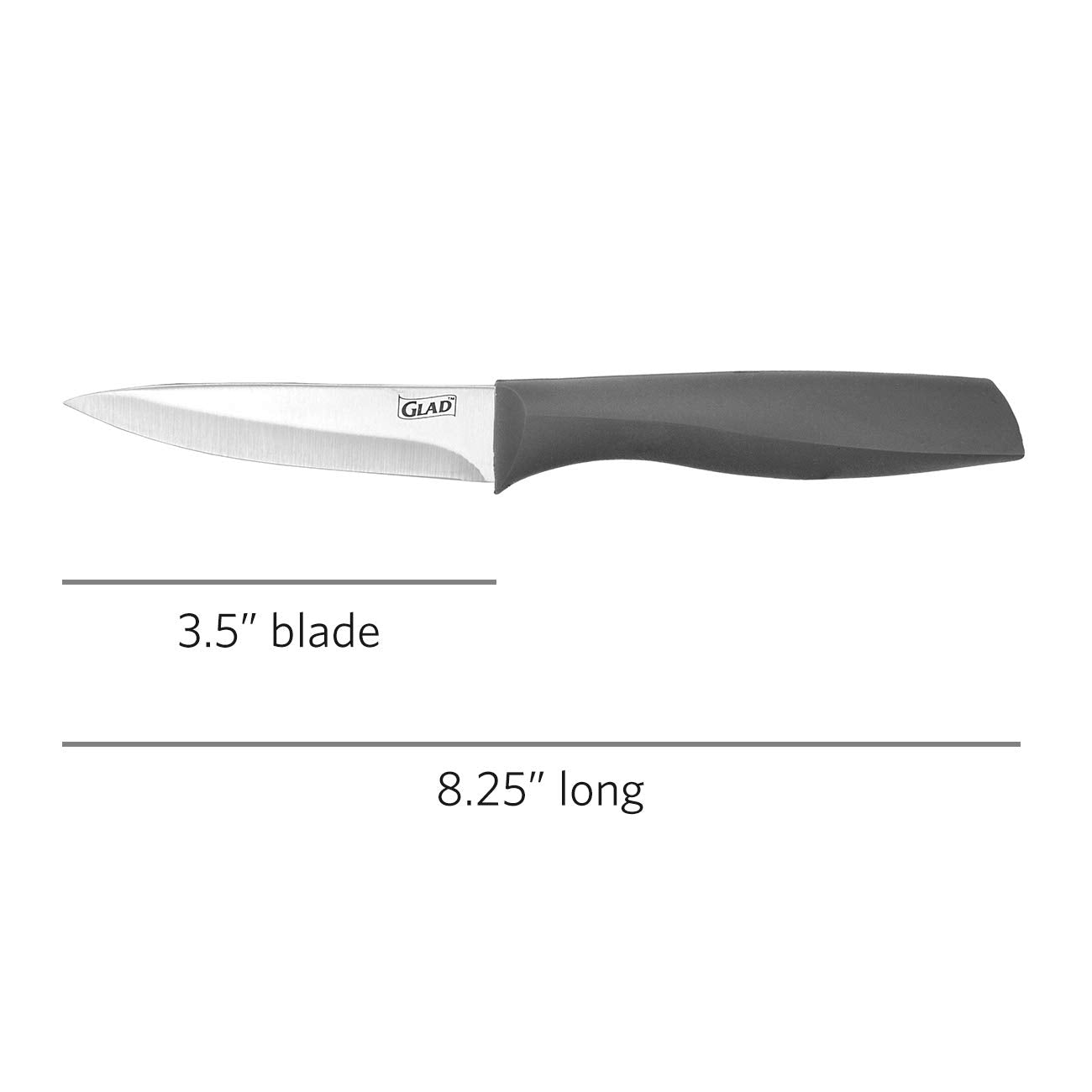 Glad Paring Knife Set, Pack of 4 | Sharp Stainless Steel Blades with Non-Slip Handles | 3.5-Inch Kitchen Knives for Cutting Vegetables and Peeling Fruit,Gray