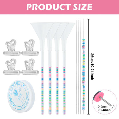 LVOERTUIG Beading Funnel, Clay Beads Bracelet Making Kit, 4 Pcs Beading Funnel Bead Bracelet Kit for Jewelry Making Clay Beads Bracelets Making with Beading Funnel, Beading Needles, Clip