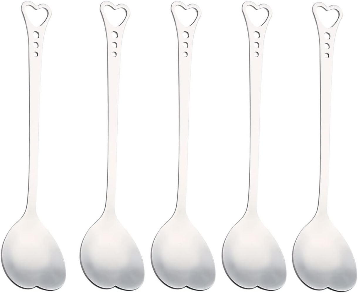 20 Pieces Heart Shaped Stainless Steel Dessert Spoons, 5.7 Inch Coffee Teaspoons for Home, Restaurant