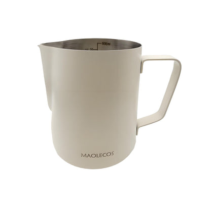 MAOLECOS Milk Frothing Pitcher - 20 OZ Metal Milk Frother Pitcher Jug Stainless Steel Steaming Pitcher, Espresso Measuring Cups with Handle Scale, Stainless Steel Espresso Cups Kit for Coffee maker
