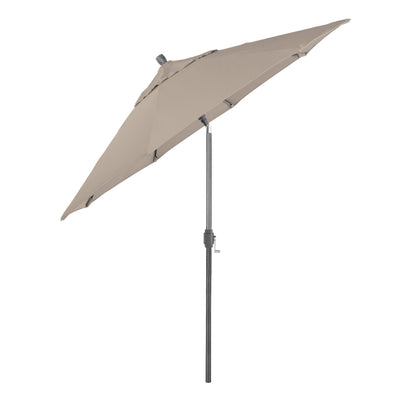 California Umbrella 12-Year-Non-Fading, 9Ft Premium Sunbrella Patio Umbrella, Hand-Crank, Button-Tilt, Gray Frame, Taupe Fabric