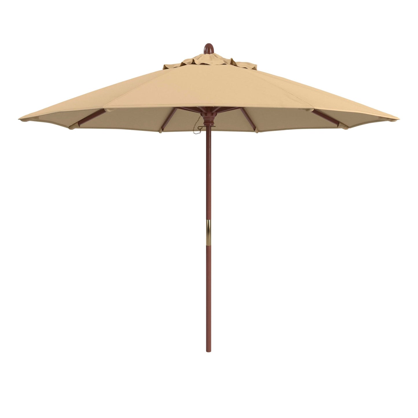California Umbrella 9' Premium Commercial Hardwood Patio Umbrella, Manual Lift With Sunbrella Antique Beige Fabric