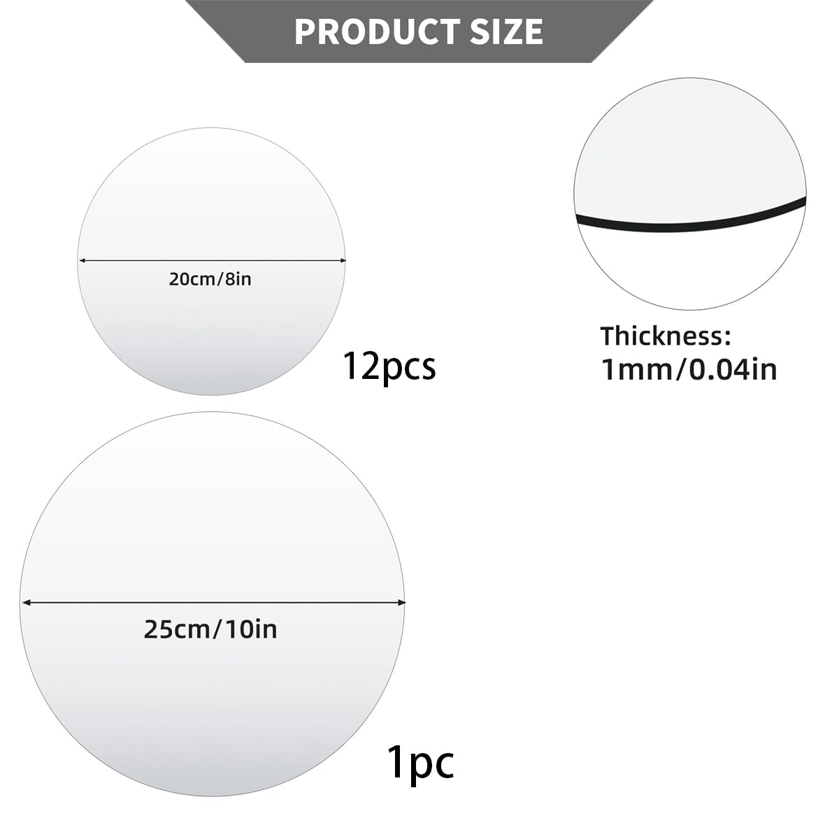 13Pack Round Mirror for Table Centerpices Self Adhesive Acrylic Circle Wall Mirrors Centerpieces for Tray Candle Plate for Wedding Christmas Table Birthday Party Decor (8inch,10inch)