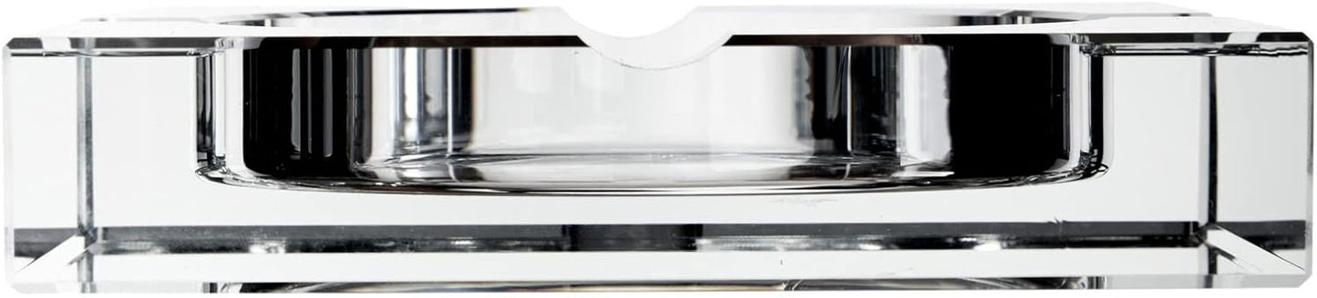 Juvale Glass Crystal Ashtray with 4 Slots for Cigars - Luxury Square Cigarette Holder for Home, Office, Desk (7 x 7 x
