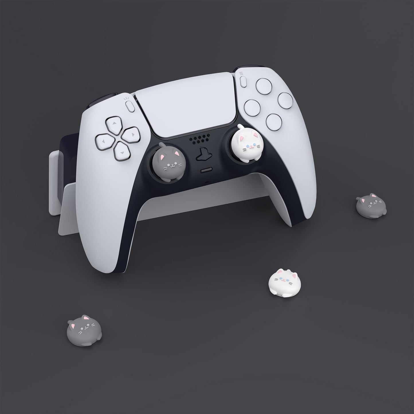 PlayVital Cute Thumb Grip Caps for ps5/4 Controller, Silicone Analog Stick Cover for Xbox Series X/S, Thumbstick Caps for Switch Pro Controller - Cutie Kitty